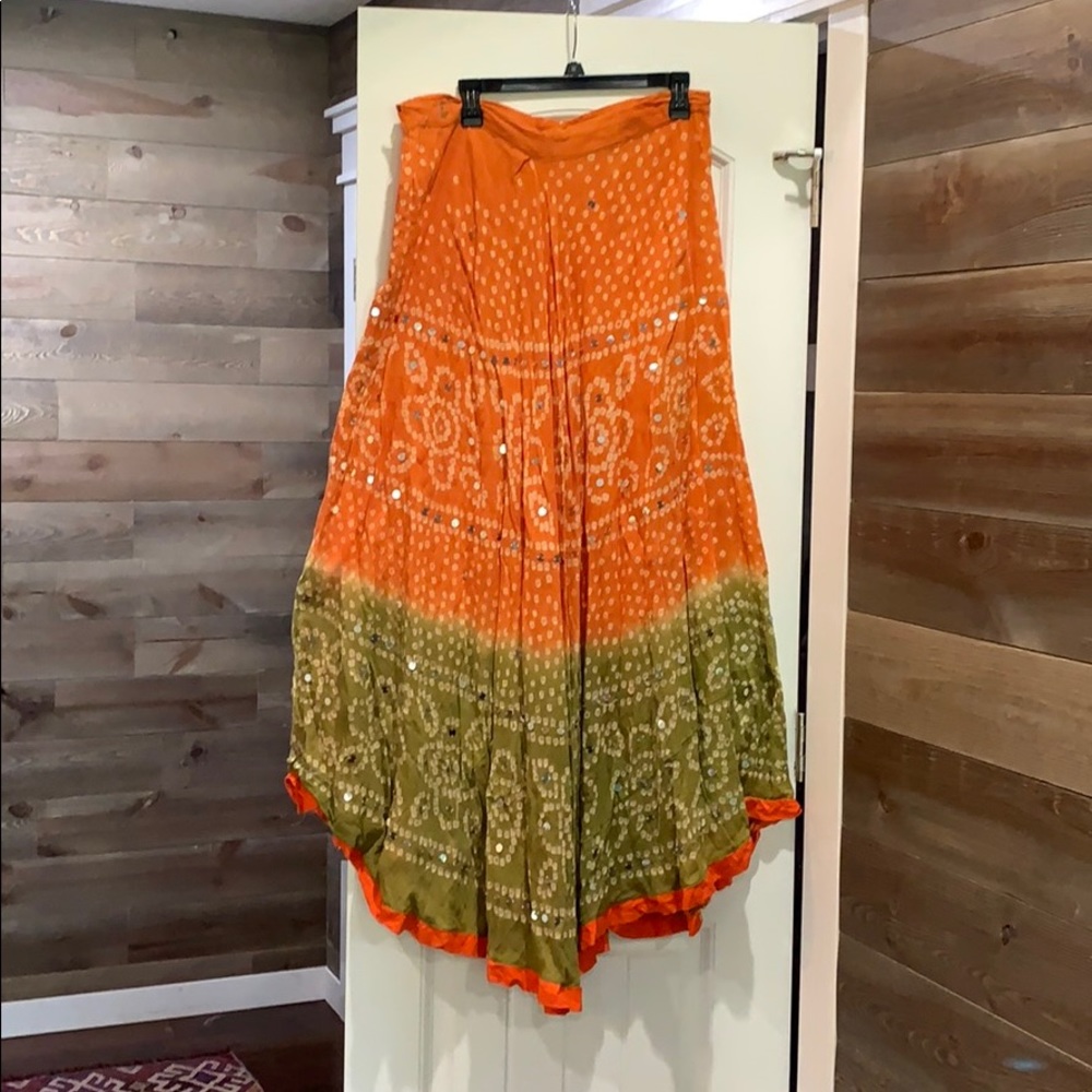 Vintage boho tie dye sequin skirt